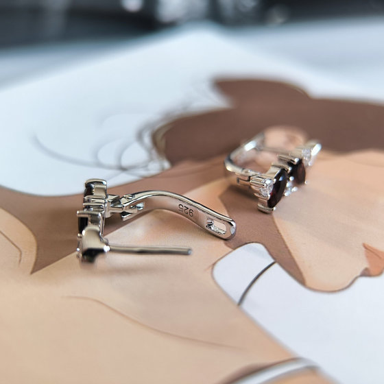 Срібні сережки з гранатом 1.908ct