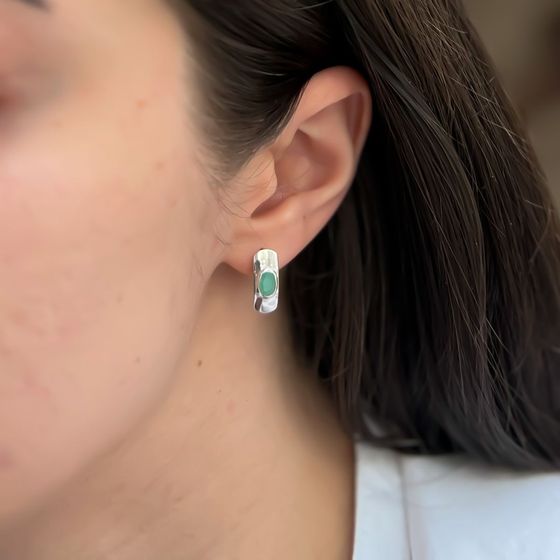 Срібні сережки зі смарагдом 0.8ct