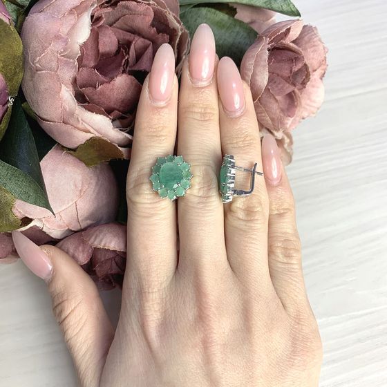 Срібні сережки зі смарагдом 7,715 карата