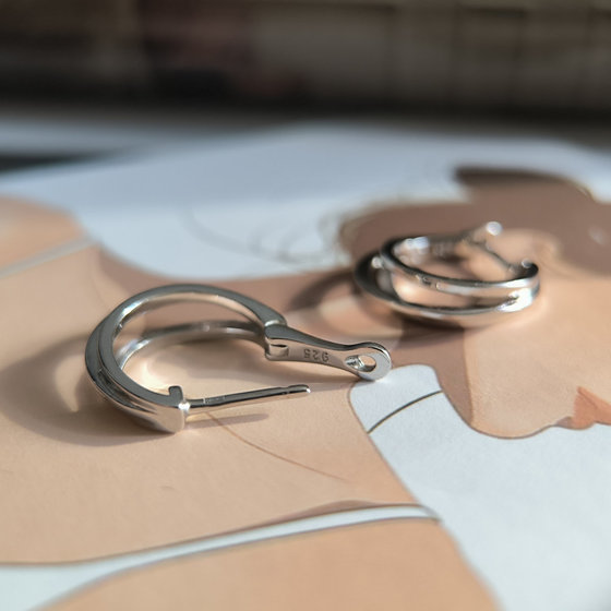 Silver earrings without stones