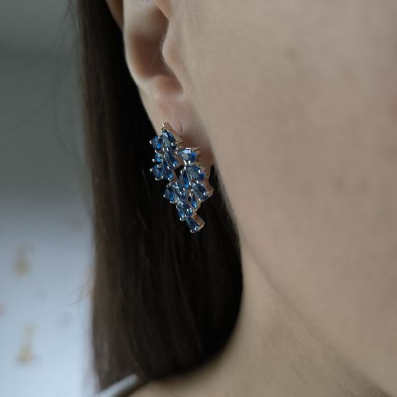 Срібні сережки з сапфіром nano 4,31 карата