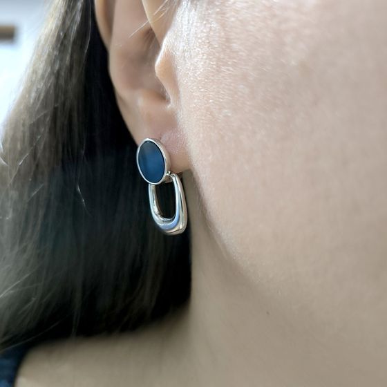 Срібні сережки з оніксом