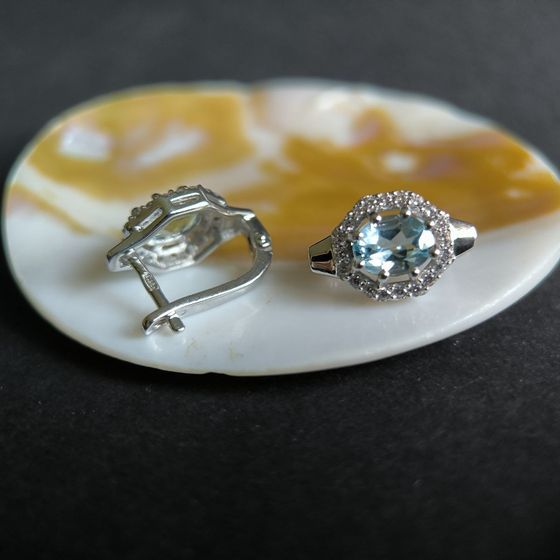 Срібні сережки з топазом 3.86ct