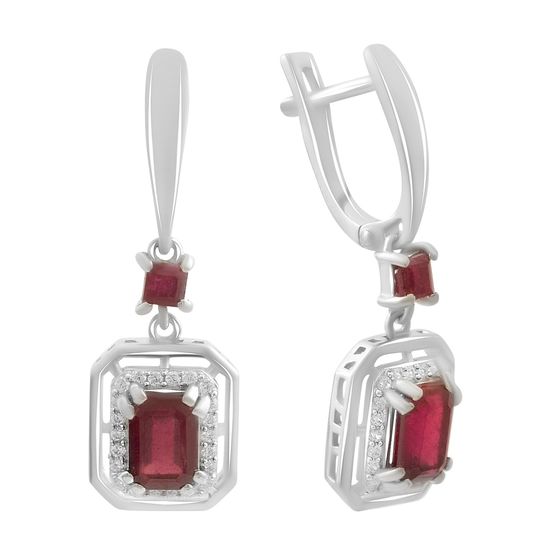 Серебряные серьги с рубином 1.717ct