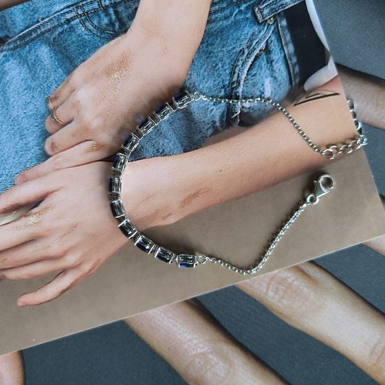 Silver bracelet with sapphire nano 4.788ct