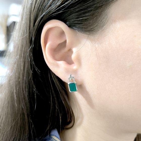 Серебряные серьги с агатом 2.938ct