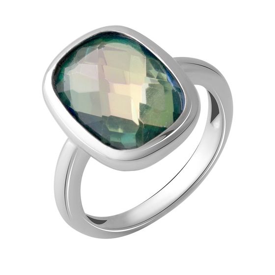 Silver ring with a 4.186-carat mystic topaz