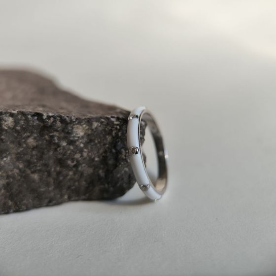 Silver ring with yemallu, fianites