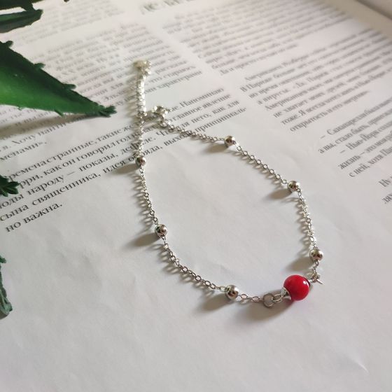 Silver bracelet with coral