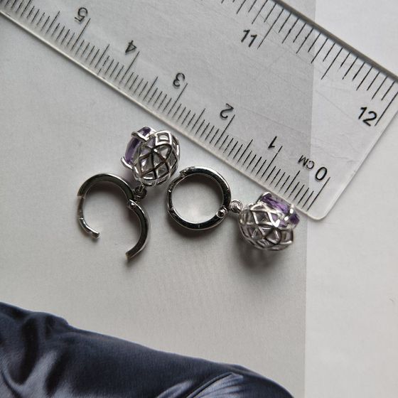 Серебряные серьги с аметистом 1.99ct