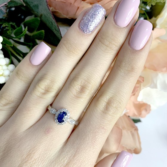 Silver ring with a sapphire