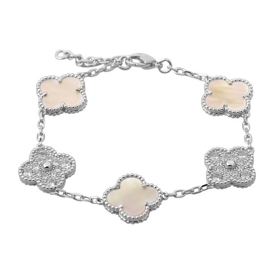 Silver bracelet with mother-of-pearl, phyanites