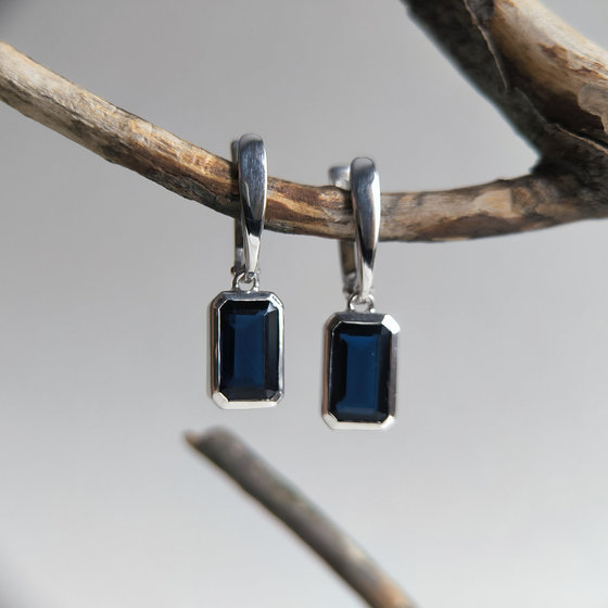 Срібні сережки з сапфіром nano 3.65ct