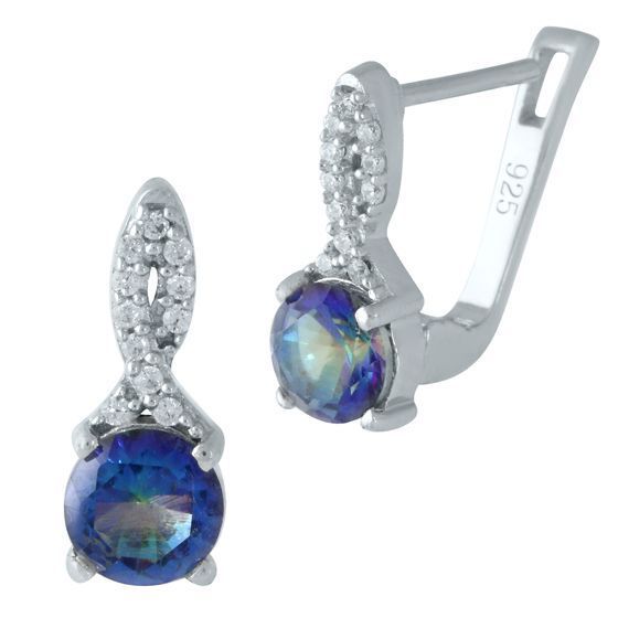 Silver earrings with a 1.509-carat mystic topaz