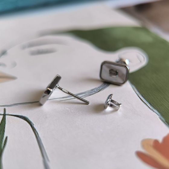 Срібні сережки з перламутром, фіанітами