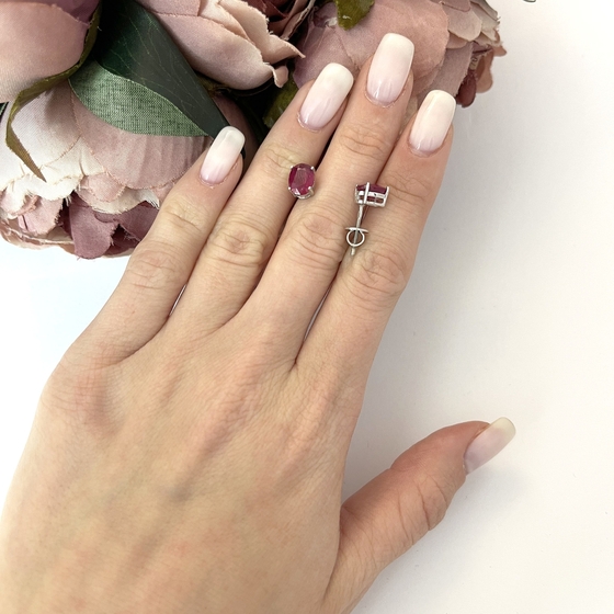 Срібні сережки з рубіном 3.587ct