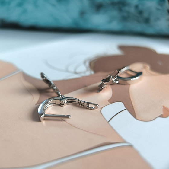 Silver earrings without stones