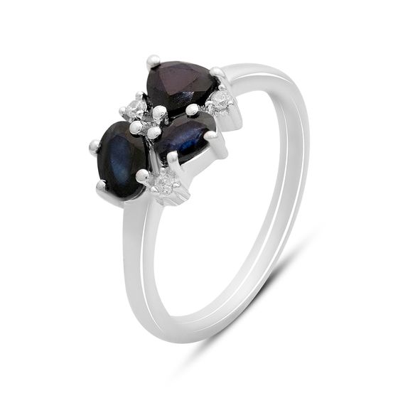 Silver ring with sapphire 1.548ct