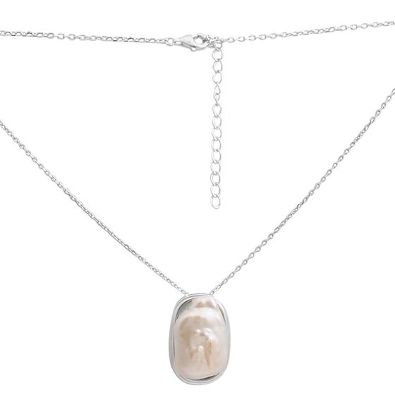 Silver necklace with baroque pearls