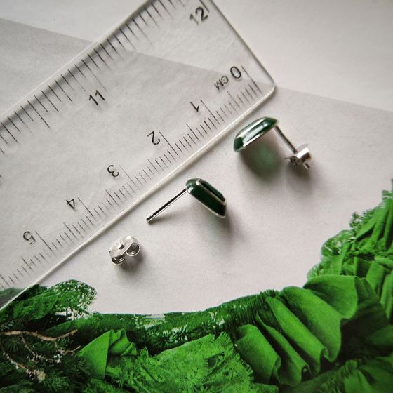 Срібні сережки з фіанітами, емаллю