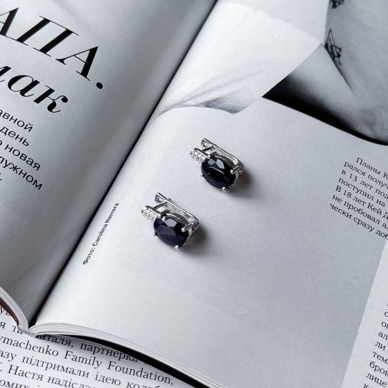 Срібні сережки з сапфіром 6,57 карата