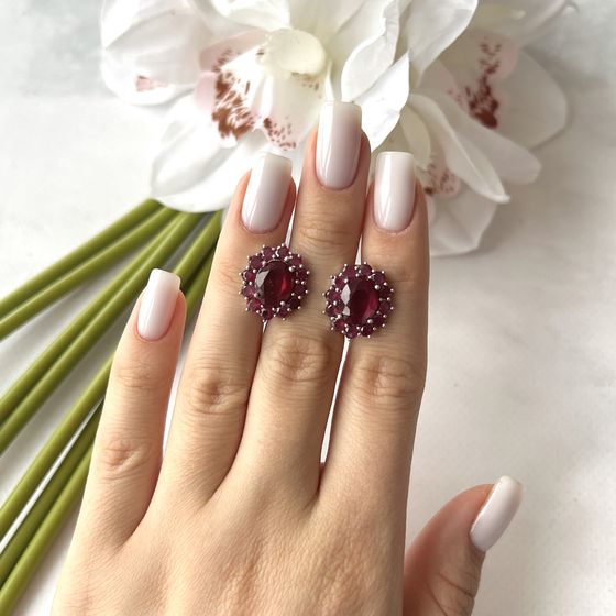 Срібні сережки з рубіном 5,388 карата