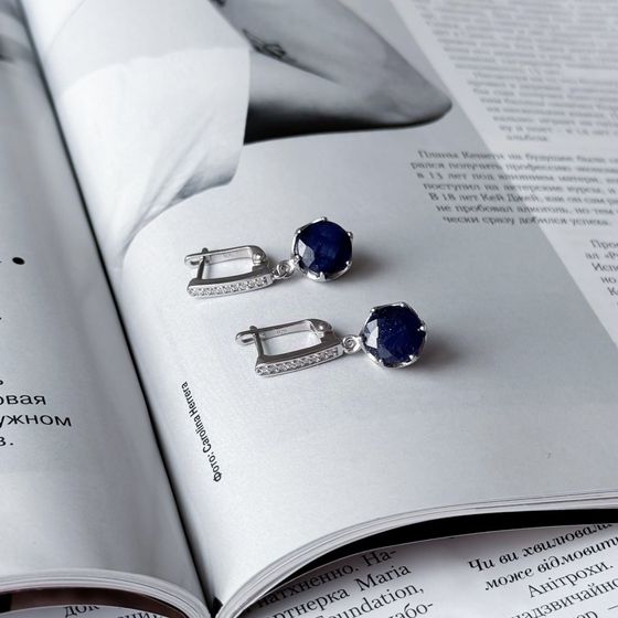 Срібні сережки з сапфіром 8.185ct