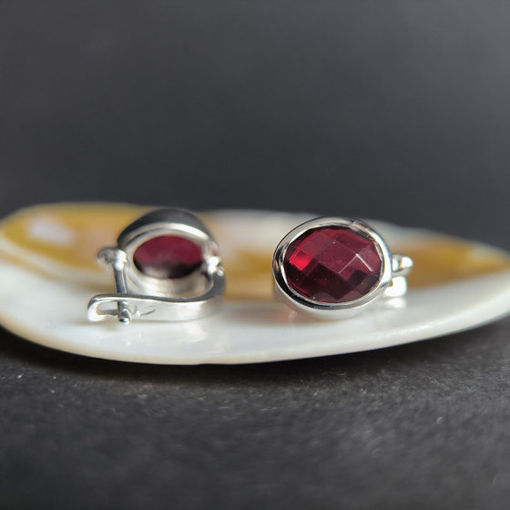 Срібні сережки з гранатом nano 4.33ct