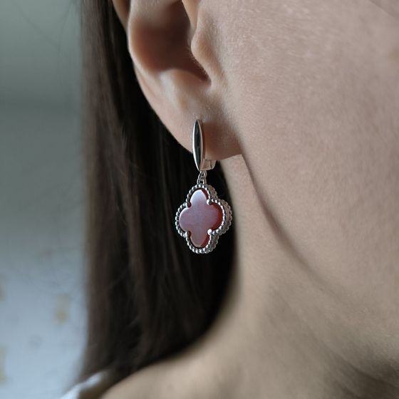 Silver earrings with agate