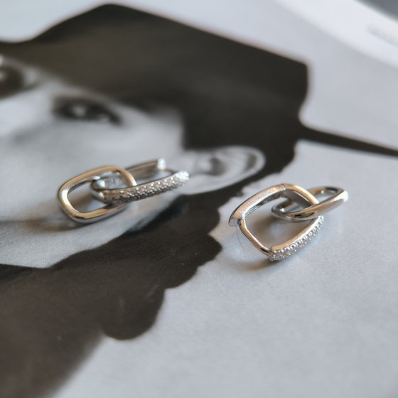 Silver earrings with Phianites