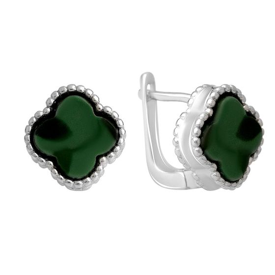 Срібні сережки з малахітом