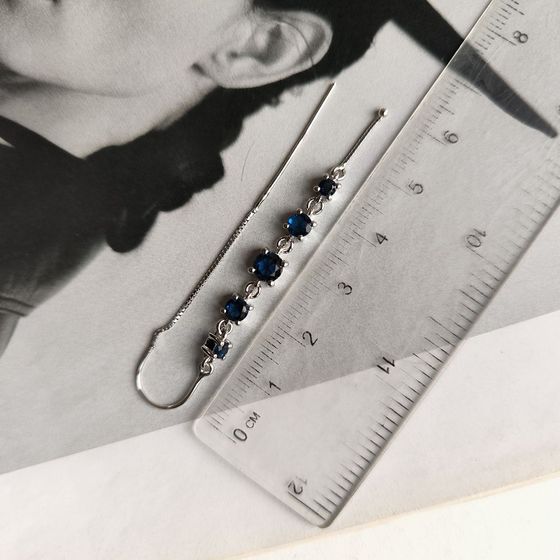 Silver earrings with sapphire nano 1.887ct