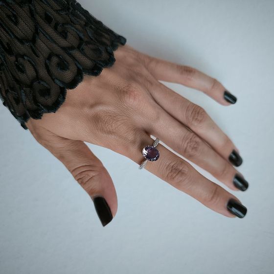 Silver ring with amethyst
