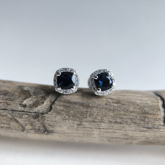 Срібні сережки з сапфіром nano 1.39ct