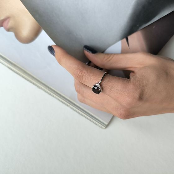 Срібна каблучка з раухтопазом (димчастим кварцом)