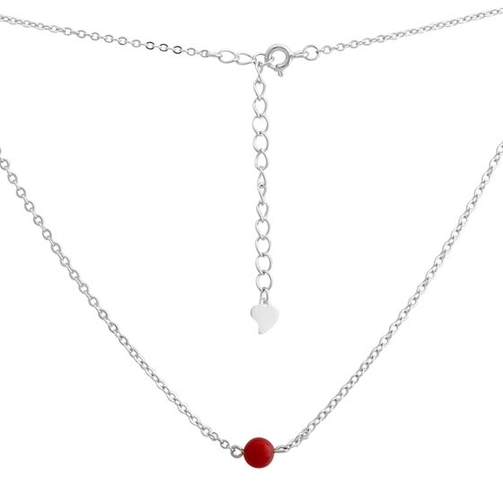 Silver necklace with coral