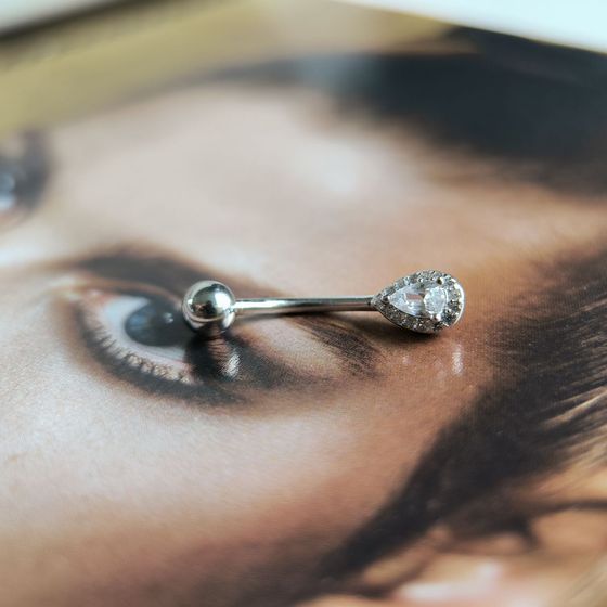 Серебряный пирсинг с фианитами