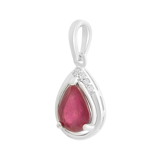 Серебряная подвеска с рубином 1.416ct, фианитами