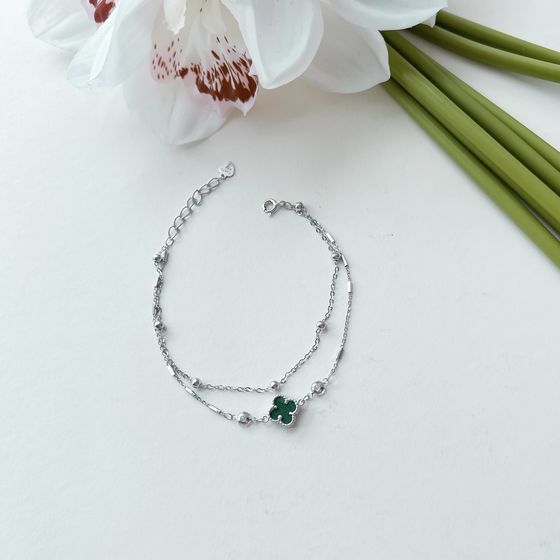 Срібний браслет з малахітом