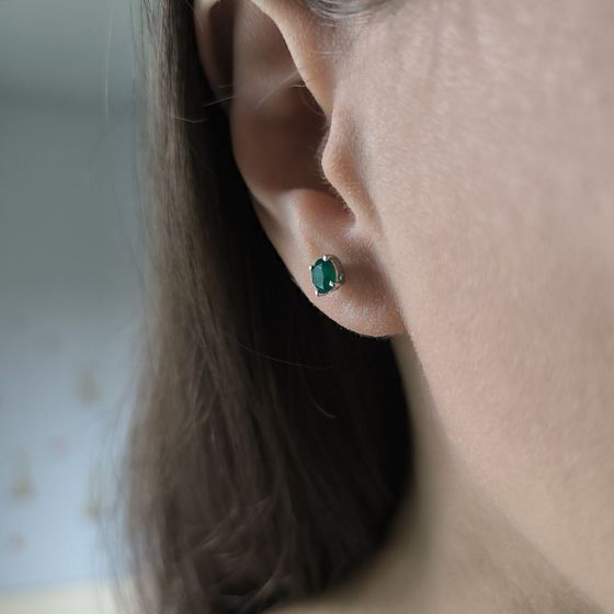 Срібні сережки з агатом 0,87 карата