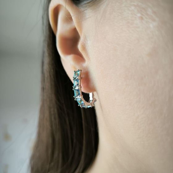 Серебряные серьги с мистик топазом 3.017ct