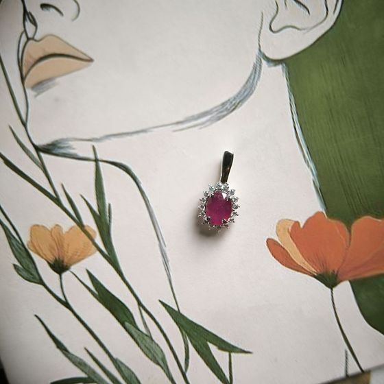 Срібна підвіска з рубіном 1.286ct