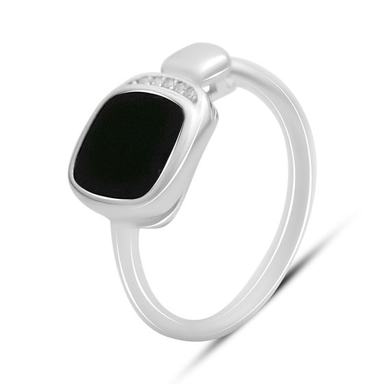 Silver ring with onyx