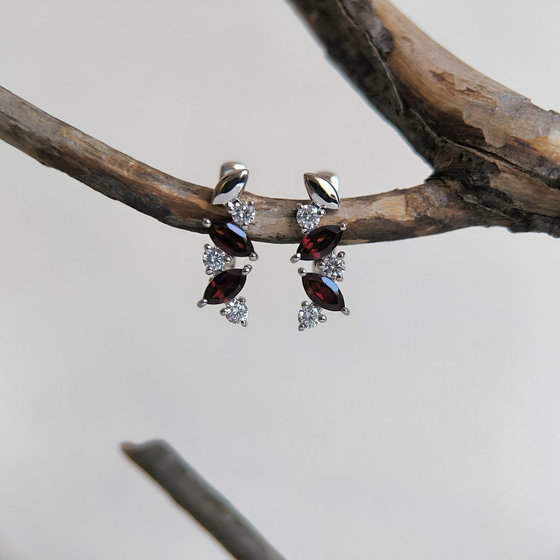 Срібні сережки з гранатом 1.908ct