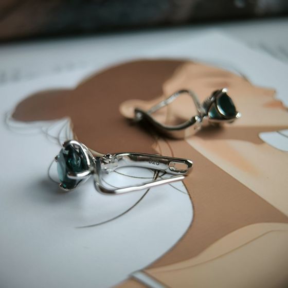Silver earrings with topaz London Blue