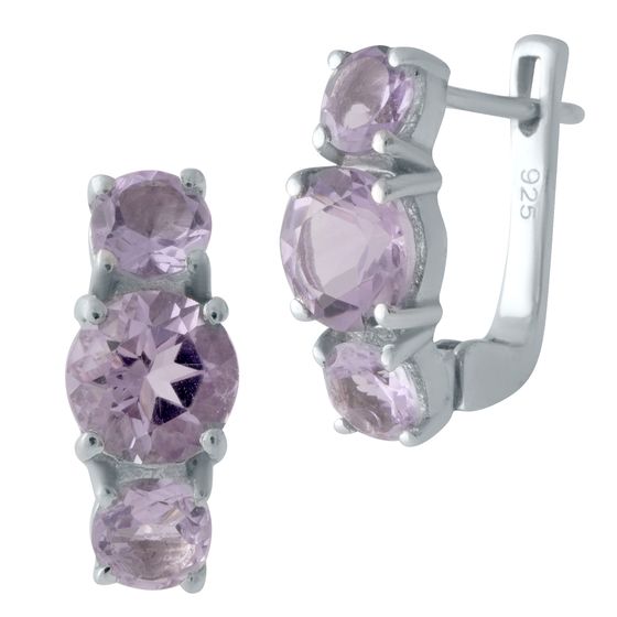 Срібні сережки з аметистом 4,292 карата