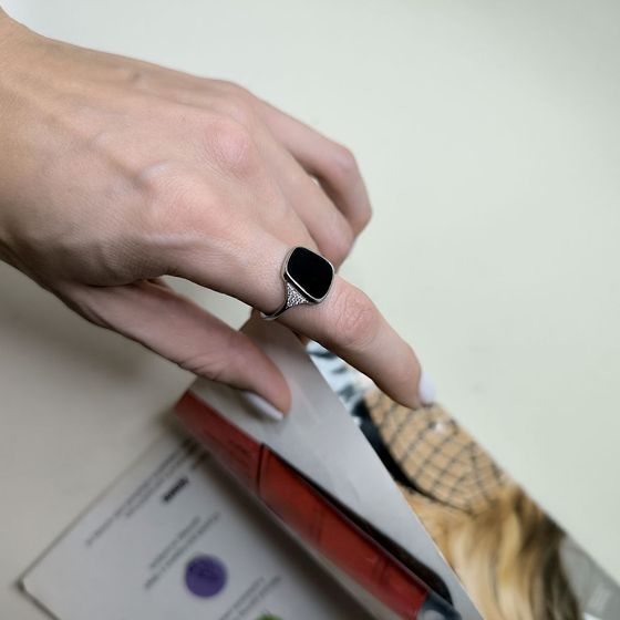 Silver ring with onyx