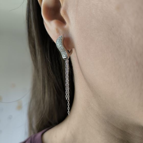 Срібні сережки з фіанітами