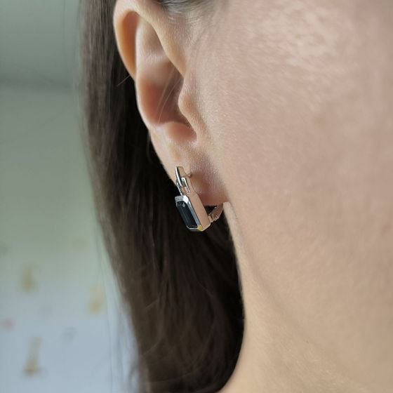 Срібні сережки із сапфіром nano 2.917ct