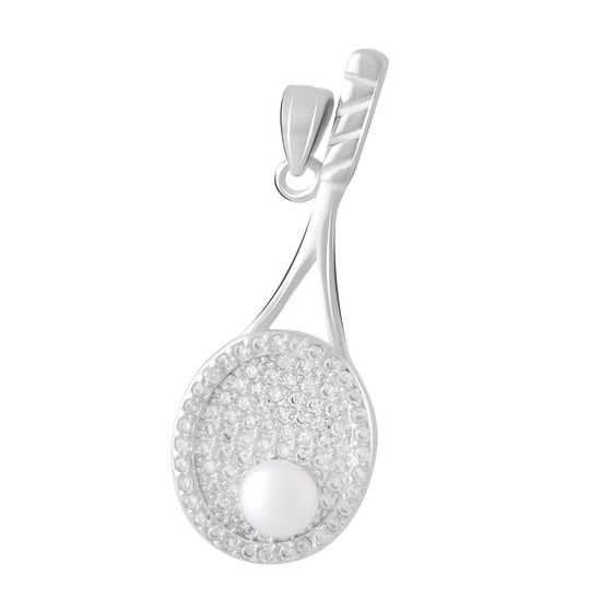 Silver pendant with fianites, pearls